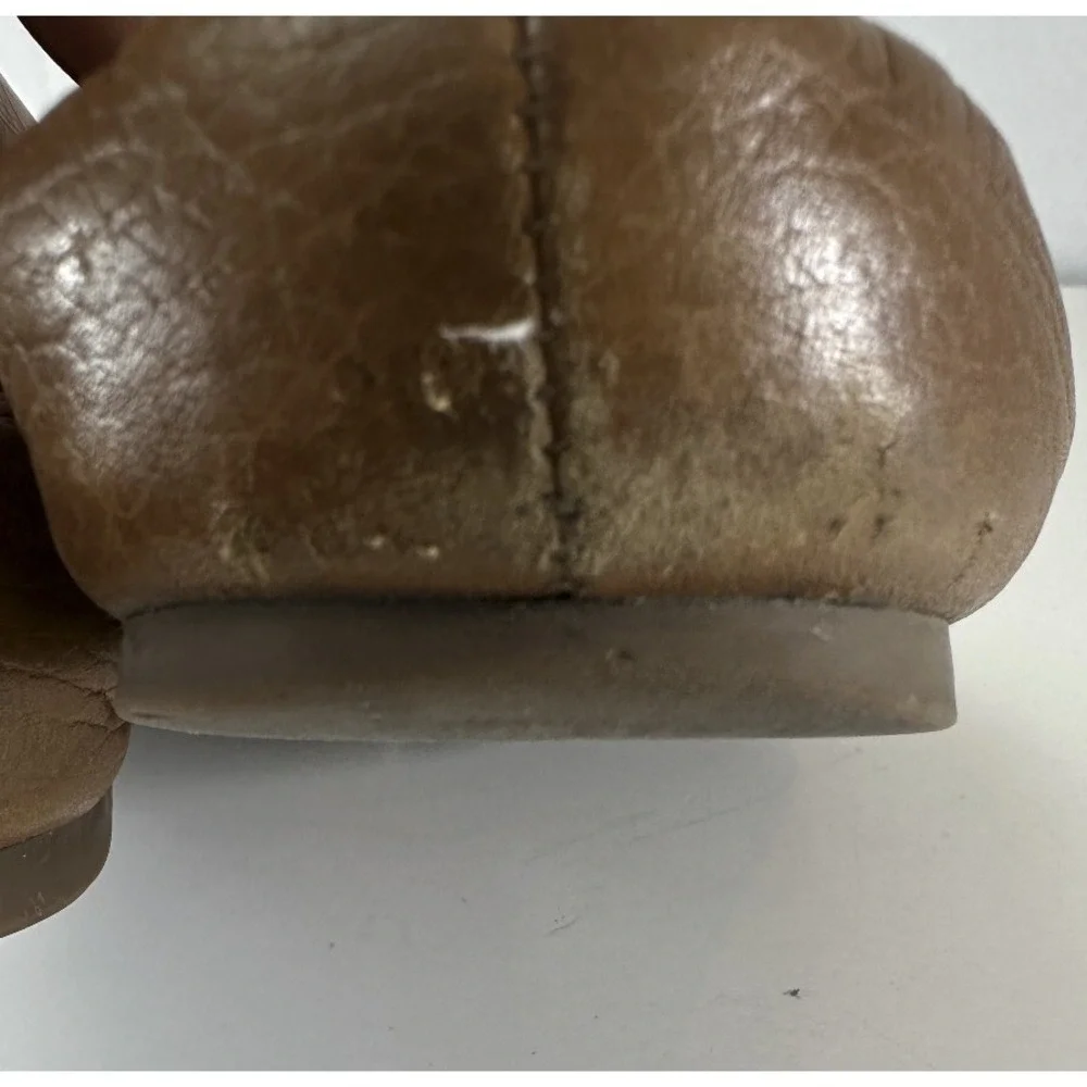 Tory Burch Reva Pebbled Leather Ballet Flats Royal Tan Camel Women Shoe Size 7M - Picture 13 of 15